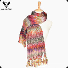 Fashion Iceland Yarn Multicolor Space Dyed Knitted Scarf